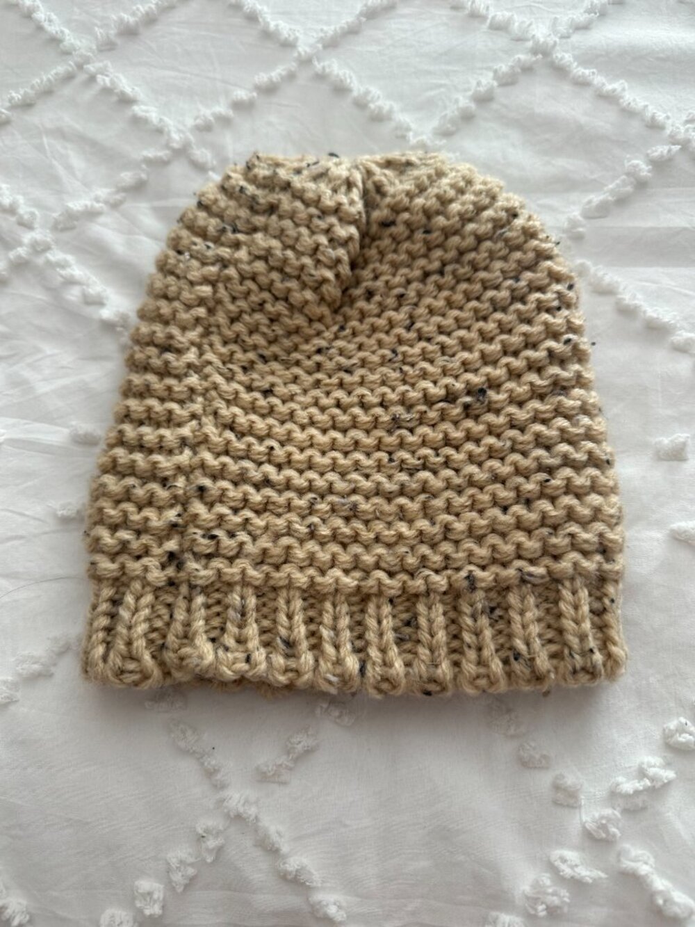 Simply Noelle Chunky Knit Beanie Oatmeal Buckle Boho Winter Hat - Picture 2 of 7